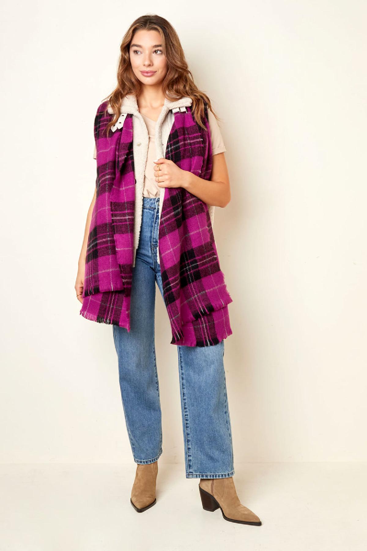 Scarf with checks Pink Acrylic h5 Picture3